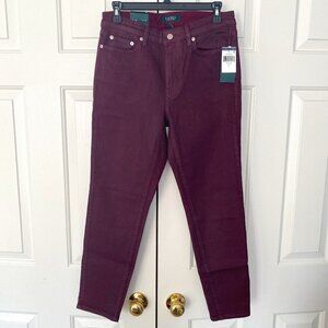 NWT Lauren Ralph Lauren Premier Skinny Ankle Jeans Red Wash Size 6